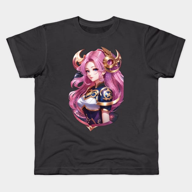 Ophiuchus Whispers: Spellbinding AI Anime Character Artistry Kids T-Shirt by artbydikidwipurnama